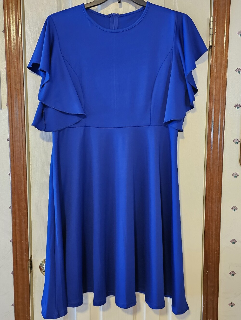Women's Royal Blue Flutter Sleeve Dress - XL